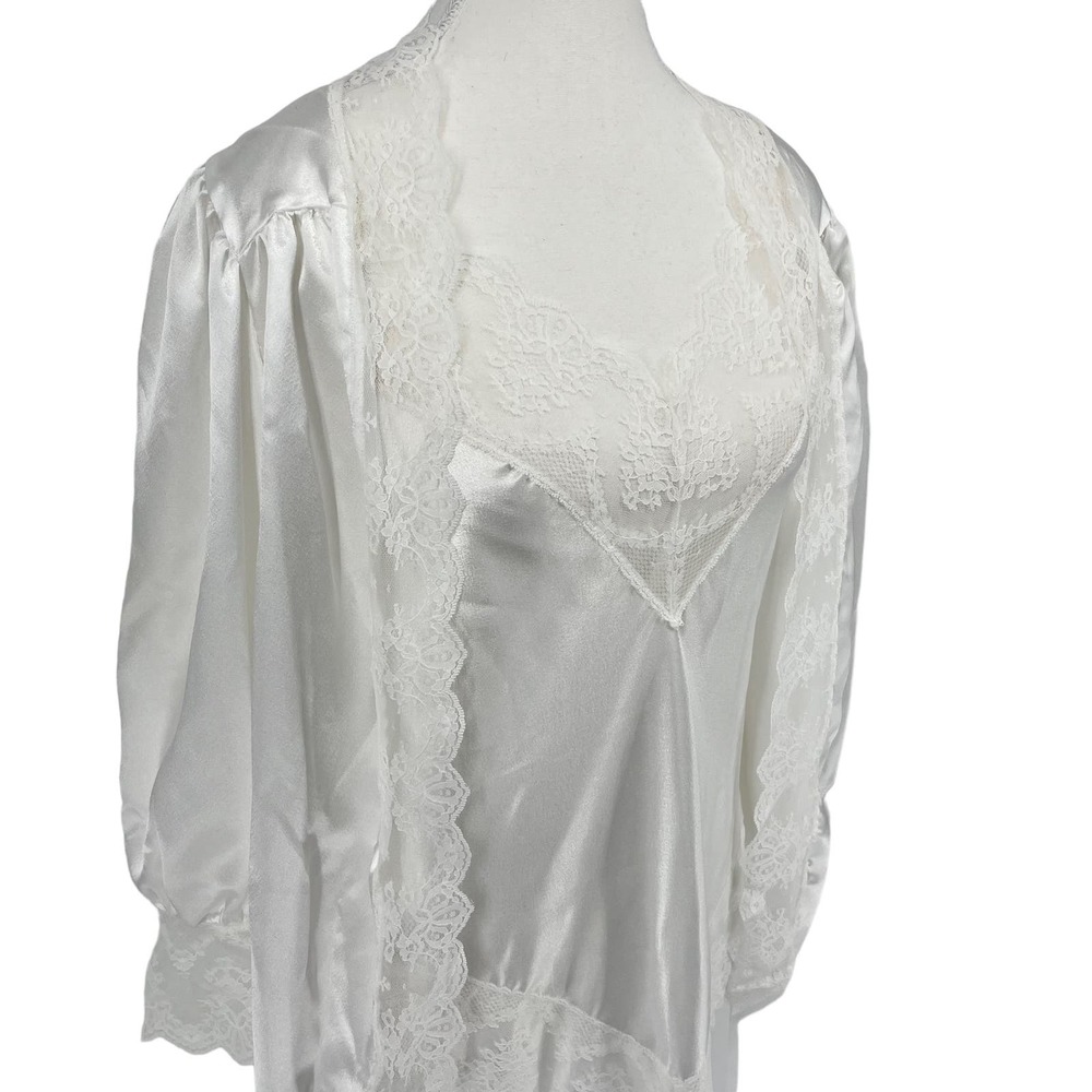 Vintage Nightgown & Robe Set Me 2 Sleepwear White ILGWU Women’s Large - Picture 2 of 16